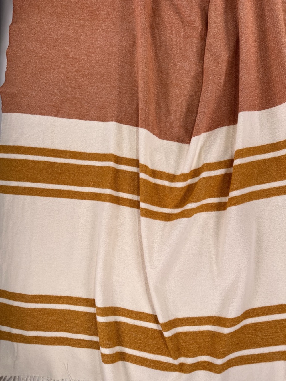 Nido Notte Italia Terracotta Mustard Boho Striped Fringe Throw Blanket - Picture 3 of 7